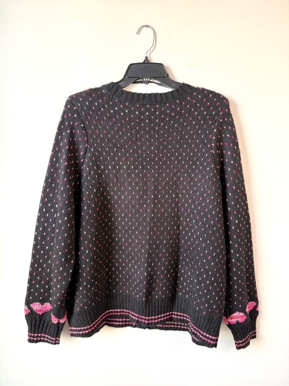 Torrid Button Front V-Neck Cardigan Black Pink Hearts‎ 2X Plus Size - Picture 7 of 9